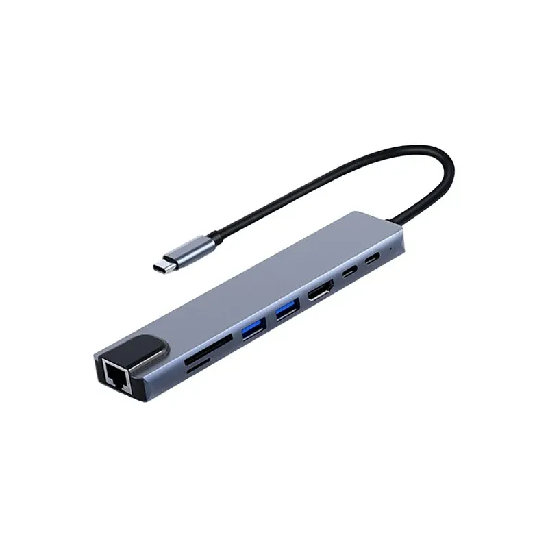 Frisby FA-7682C Type-C – 8 in1 RJ45+TF/SD+HDMI+USB*2+Type-C+PD