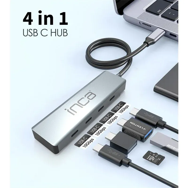 Inca ITPT-4T Type-C Hub X4 Type-C Port 3.1 10GBPS Aluminyum Kasa Çoklayıcı