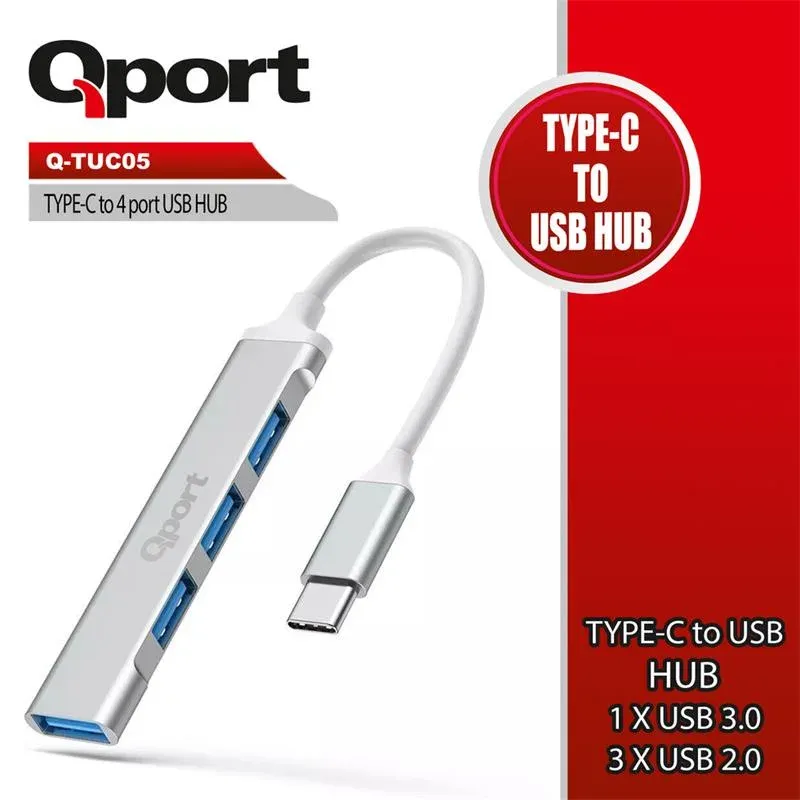 Qport Q-TUC05 Type-C To 4 Port USB Çoklayıcı